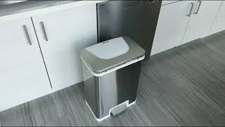iTouchless AutoStep 13 Gallon Pedal Sensor Kitchen Trash Can with AbsorbX (White Trim)