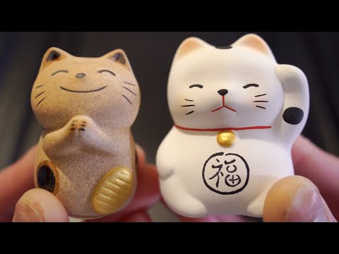 招き猫, Maneki Neko, Beckoning Cat, Lucky Cat - Mini Ceramic Figurines & Ornaments [4K ASMR Unboxing]