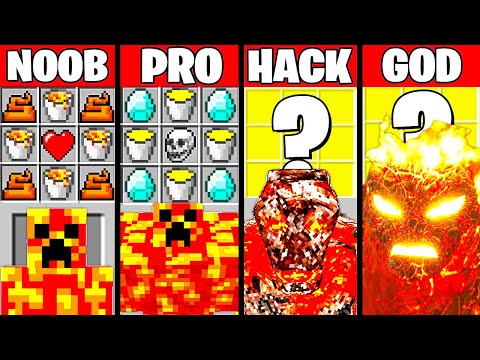 Minecraft Battle LAVA MONSTER MUTANT CRAFTING CHALLENGE NOOB vs PRO vs HACKER vs GOD Funny Animation
