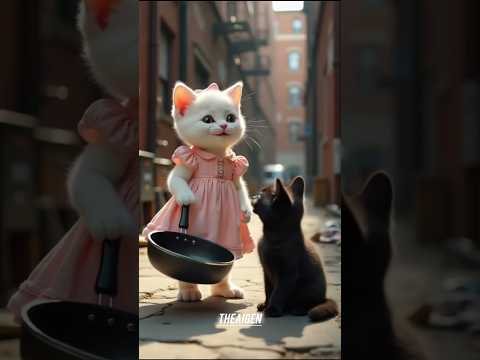 🔥Tiny Kitten vs the Black Cat Gang🔫💥#cat #cattales #catfunny #animation#fyp #journey #catvideos #ai