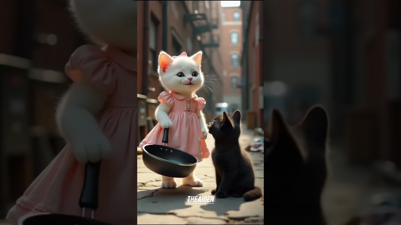 🔥Tiny Kitten vs the Black Cat Gang🔫💥#cat #cattales #catfunny #animation#fyp #journey #catvideos #ai