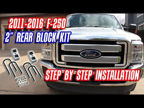 How to install Superlift f250 2 inch rear blocks lift kit | 2" rear block installation f350