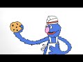 How To Draw GROVER FROM SESAME STREET