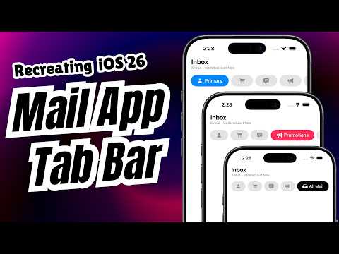 iOS 26 Style Mail App Tab bar Using SwiftUI | Apple Mail Tab Bar | Custom Segmented Control | Xcode thumbnail