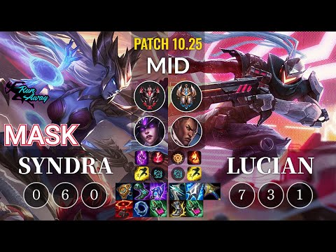 RNW Mask Syndra vs Lucian Mid - KR Patch 10.25