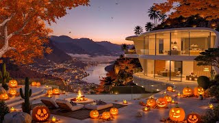 Download lagu Serenity Halloween Evening 🎃Autumn Jazz Playlist & Fireplace Glow at Cozy Luxury Café for Calm Study mp3