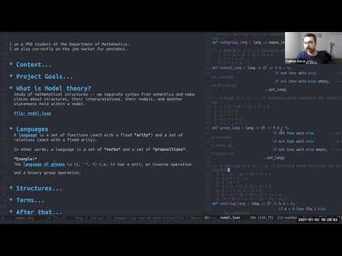 Lean Together 2021: Model Theory in Lean