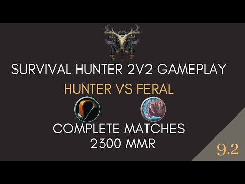 Survival Hunter PvP Gameplay | 2,3K MMR 2v2 Arenas Vs Ferals | Patch 9.2 Shadowlands [Full games]