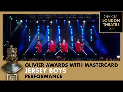 Jersey Boys performs on the ITV Stage in Covent Garden at the Olivier Awards 2015 with MasterCard