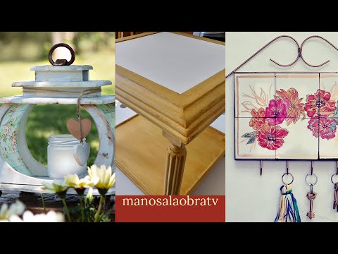 ManosalaObraTv 2020 Programa 63 Decoupage  - Azulejos - Pintura Tiza - Farol de Madera Tiffany -
