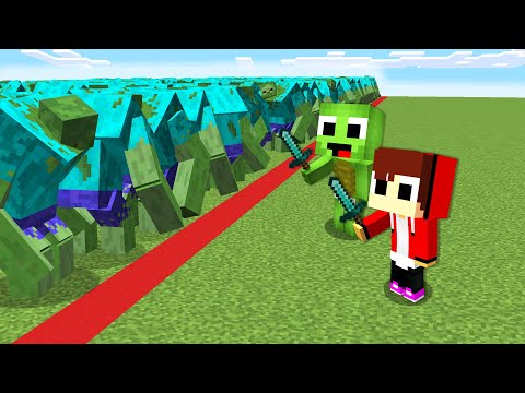 RAID 1000 MUTANT ZOMBIE APOCALYPSE In Minecraft Baby JJ and Mikey challenge (Maizen Mizen Mazien)