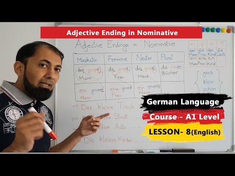 A1 German Course | Lesson 8 | Adjective Endings in Nominative with Examples | English