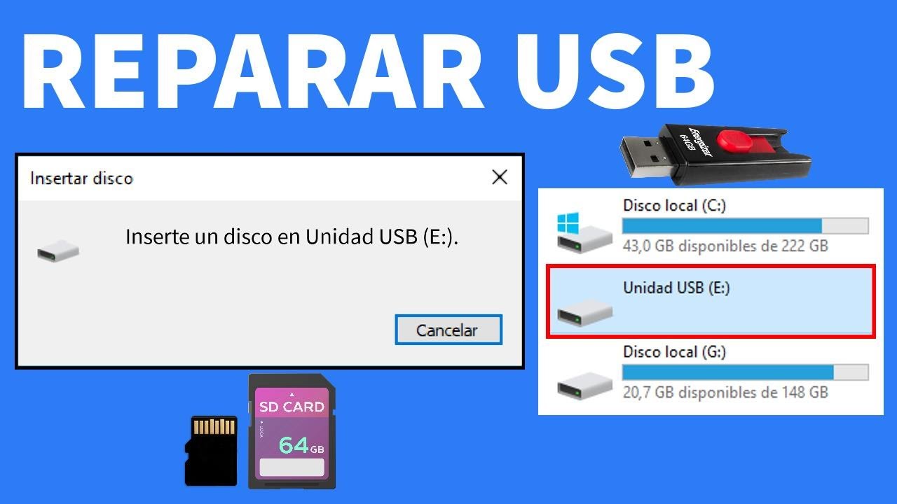 Inserte un disco en Unidad USB SOLUCIÓN 2022 │Memoria USB no se deja formatear