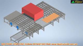 Hệ thống băng tải tự động quay đầu ván cho máy cưa rong nhiều lưỡi Fuvico