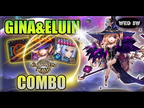 GOOD COMBO GINA 2A & ELUIN STUN ALL MONSTER - Summoners War