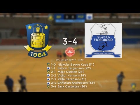 DBU Futsal Liga Øst 1. runde, 13. nov. 2017. Brøndby IF - FC Fjordbold 3-4 (1-0) highlights