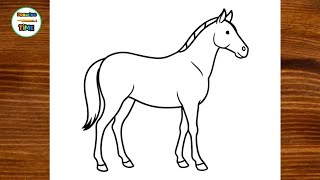 How to Draw a Horse ? | Step by Step Simple and Fun Horse Drawing Tutorial - Drawing Time