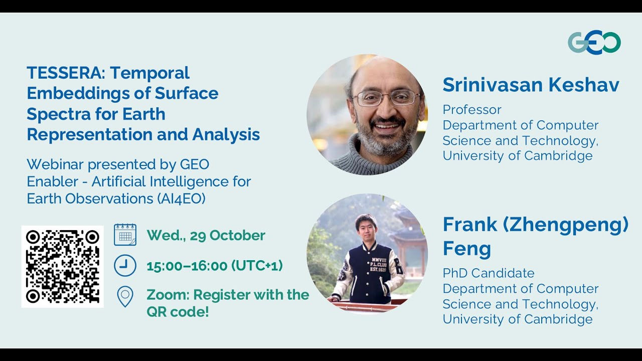 GEO AI4EO Webinar #2: TESSERA - Temporal Embedding of Surface Spectra for Earth Rep. and Analysis