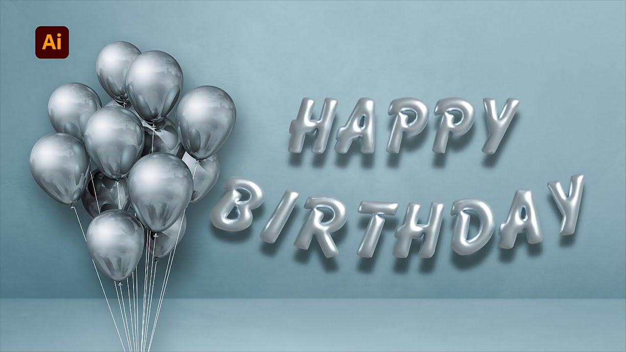 learn how to create realistic 3d foil balloon text effect in Adobe Illustrator tutorial |MJ Graphics