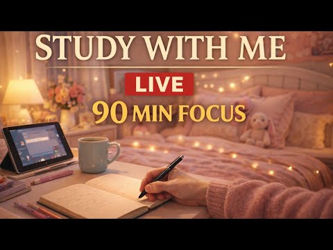 Study With Me LIVE | Fireplace Sounds • Silent Focus • 90 Min