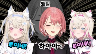 후와모코의 귀여운 싱크로에 승천해버린 루이네 (본인이 요청함)