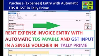 Rent Expense entry with Automatic TDS payable 194I and GST Input in a Single Voucher in  Tally Prime
