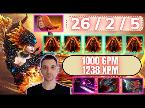 🔥 ARTEEZY Lina Hard Carry 26 KILLS 🔥 1000 GPM 1238 XPM - Dota 2