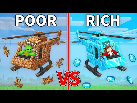 JJ's RICH Helicopter vs Mikey's POOR Helicopter Build Battle in Minecraft - Maizen