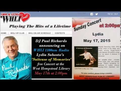 WHLI radio announcement of Lydia Sabosto Concert, by DJ Paul Richards