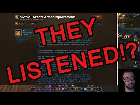 Insane Mythic + Azerite Armor Changes in 8.1 Tides of Vengeance
