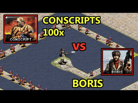 Boris TD vs 100 Conscripts - [Red Alert 2]