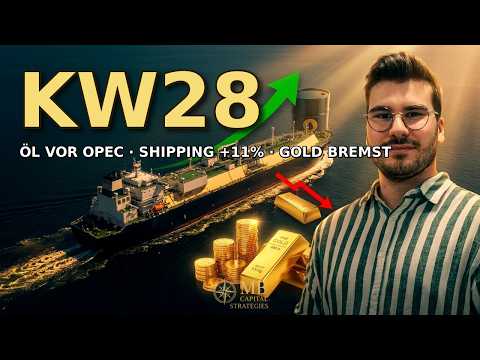 Wochenrückblick KW28 2026 — Brent springt vor OPEC, BDI +8,3%, Shipping-Depot stark