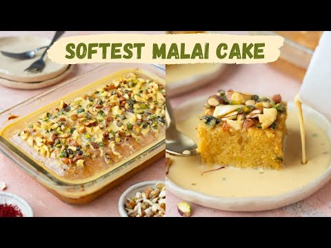 Eggless & Soft Malai Cake Recipe | Easy Dessert Recipe For Diwali | How To Make Malai Cake at Home