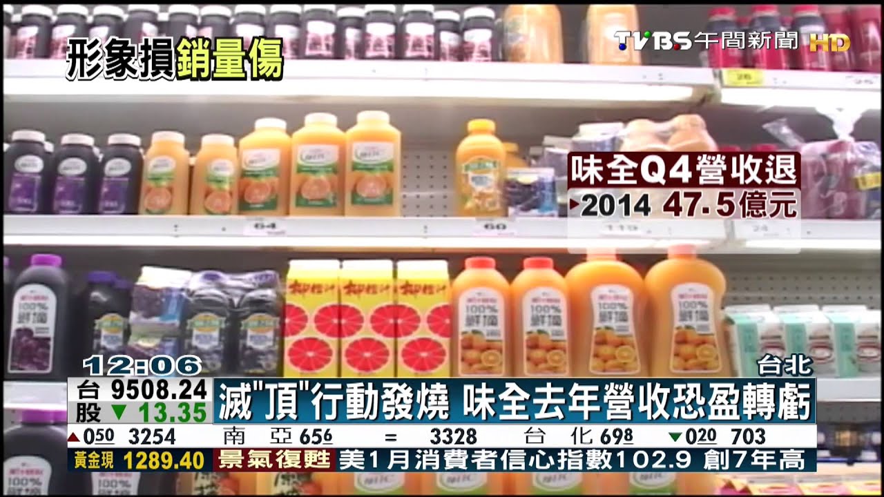 ​滅頂衝擊　味全去年Q4營收衰退3成