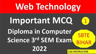 Web Technology important MCQ || CSE 3rd SEM || Diploma new syllabus || SBTE BIHAR EXAM JUNE 2022