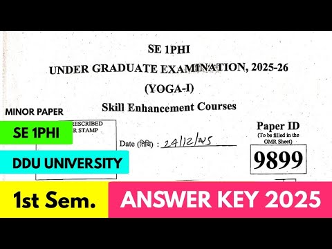 Yoga Answer Key 2025 DDU University | SE 1PHI Answer Key 2025 1st Semester | SE 1PHI Solutions 2025