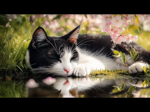 (No Ads) Cat Relaxing Music | Peaceful Harp & Purring Sounds to Soothe Your Feline 🐾