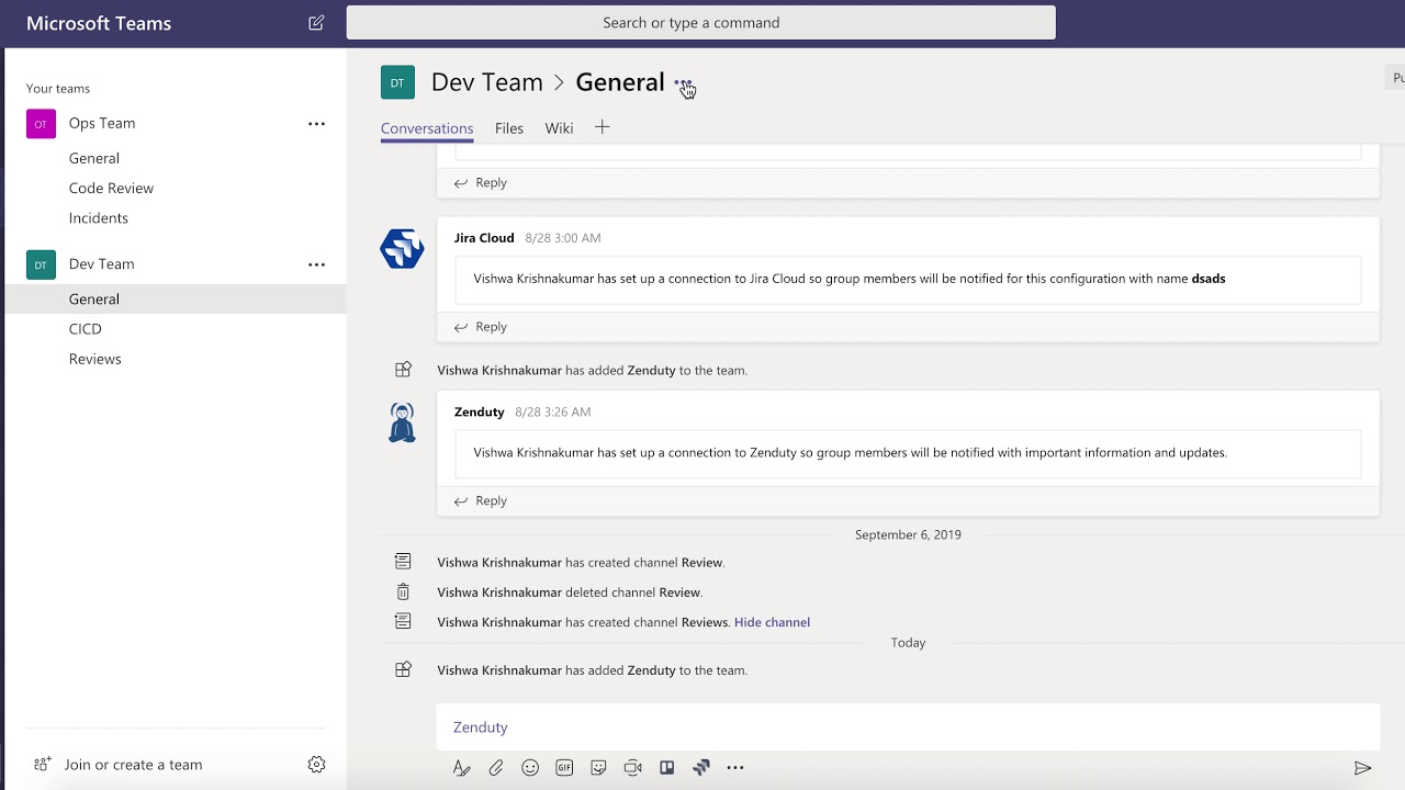 Microsoft Teams   Zenduty