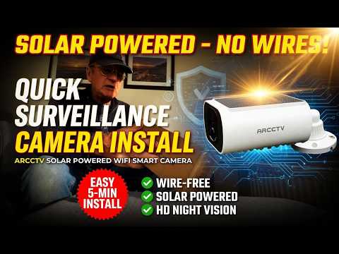 ARCCTV Solar Security Camera Outdoor Wireless, 4MP Battery Powered Home Surveillance Camera with Embedded Solar Panel, PIR Motion Sensor, 2.4G/5G Dual Band WiFi video review thumbnail