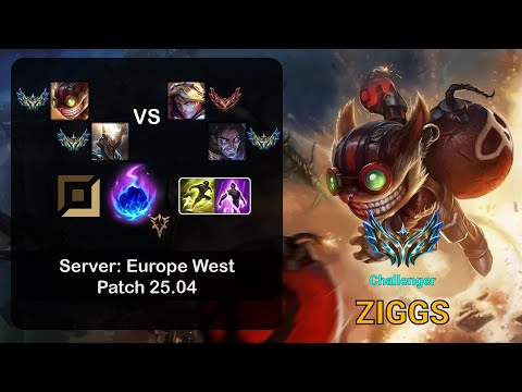 Ziggs APC + Pantheon vs Ezreal + Sylas - EUW Challenger - Patch 25.04