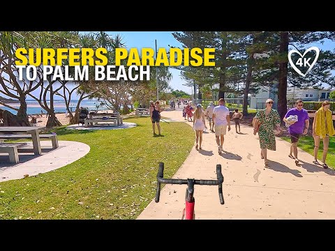 20km Surfers Paradise Bike Ride to Palm Beach Gold Coast Australia - School Holidays - 4K Bike Ride
