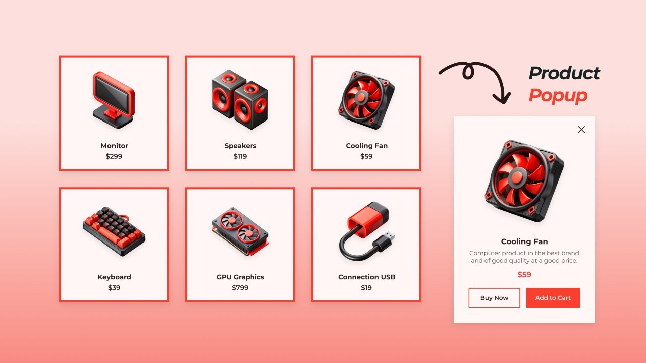 Responsive Product Card With Popup Using HTML CSS And JavaScript