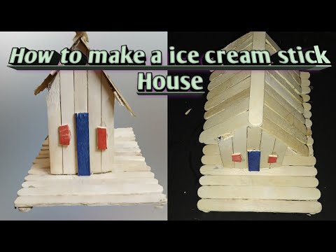 DIY How to make ice cream stick house easy  by "Craft By Debjit".
