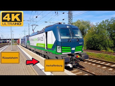 【4K】 Führerstandsmitfahrt  Rüsselsheim BF nach Aschaffenburg HBF  über Frankfurt Süd,Ost Hanau