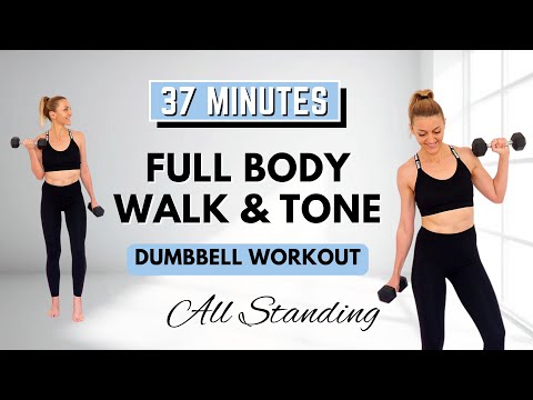 🔥37 Min WALK & TONE Dumbbell Workout🔥Burn Fat & Build Muscle🔥Full Body Compound Moves🔥