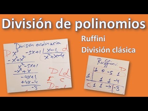 DIVISIÓN DE POLINOMIOS. MÉTODO DE RUFFINI Y DIVISIÓN CLÁSICA
