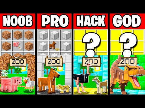 Minecraft NOOB vs PRO vs HACKER vs GOD: Modern Zoo Crafting Challenge in Minecraft- Animation