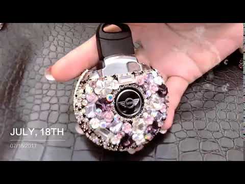 Bling Bedazzled BMW Mini F54 F55 Key Holder with Rhinestones  Purple
