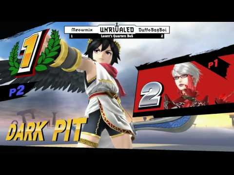 Unrivaled 4 WiiU - Duffo (Dark Pit) vs MeowMix (Bayonetta) - Losers Quarters