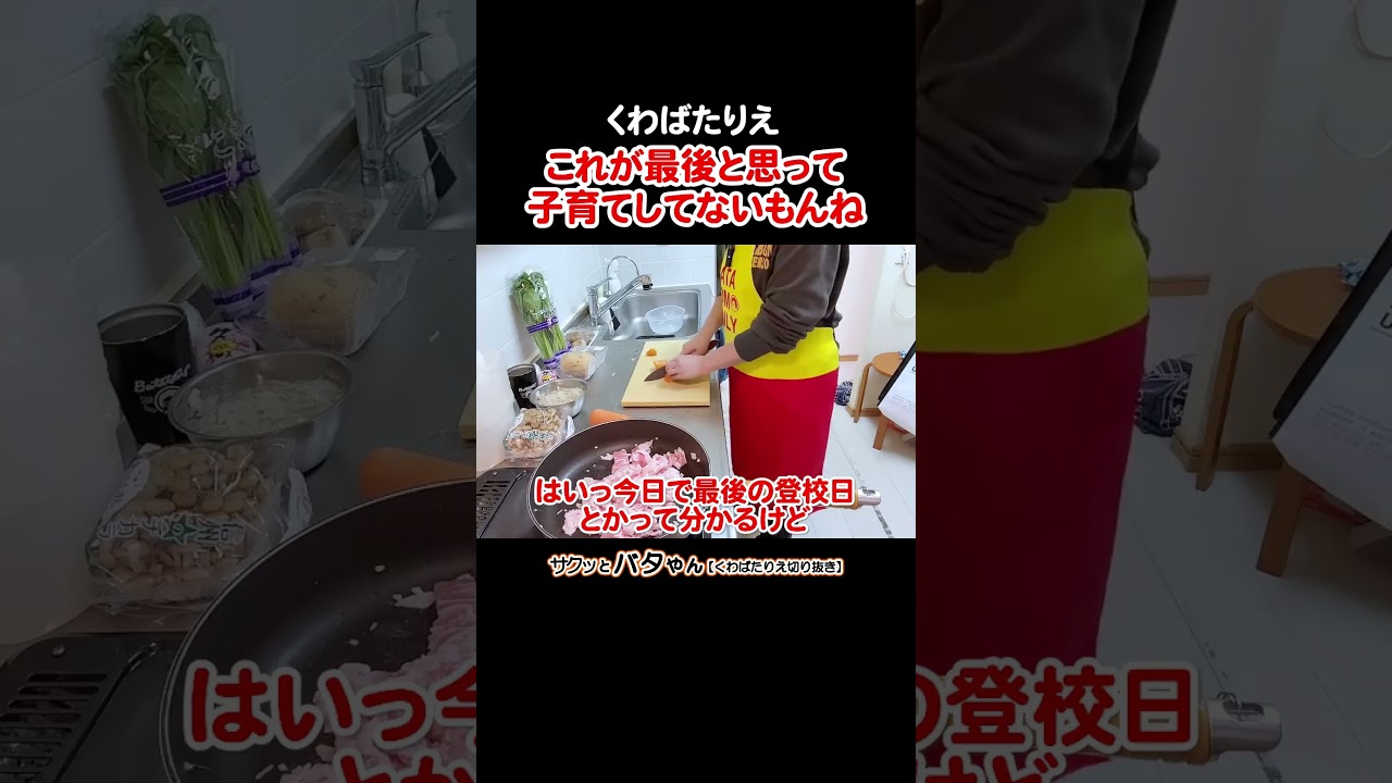 大変だった日々も、あれが最後だったんだって気づくのはいつも終わった後で、もう戻れないんだよね #貴重な時間 #くわばたりえ #バタやんちゃんねる #お喋料理693 #切り抜き #shorts